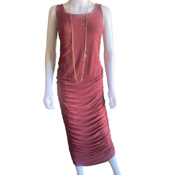 Fashion Nova Mauve Sleeveless Ruched Maxi Dress. Size Large. - Picture 1 of 9